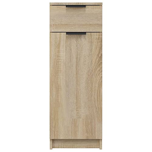 Tidyard Badezimmerschrank mit Schublade & Tür Midischrank Badschrank Badregal Badmöbel Schrank Badezimmer Regal Holzwerkstoff Sonoma-Eiche 32x34x90 cm