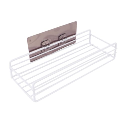 TOGEVAL Wandregal Weiß Hängendes Badezimmer Aufbewahrungsregal Quadratischer Küchenhalter Rostfreier Badregal mit Großem Fassungsvermögen Platzsparend und Langlebig für Küche und Bad