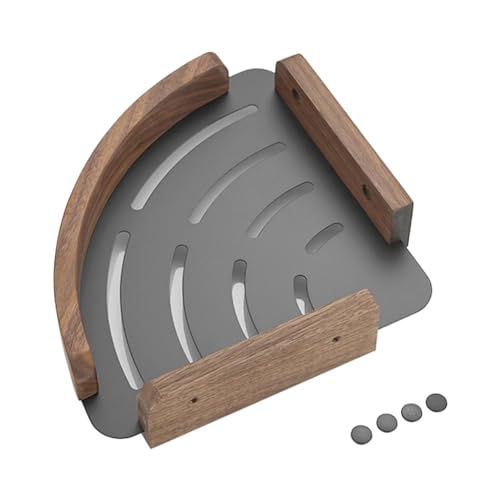 yomoe Badregale Aus Walnussholz, Wandmontage, Eckregal für Dusche, Küchenregal