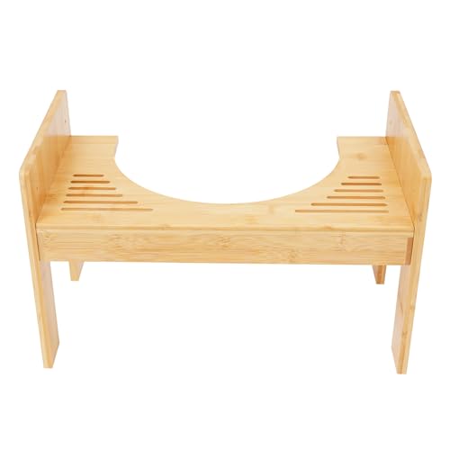 Linanty Toilettenhocker aus Bambusholz, ergonomischer Toilettenhocker für Kinder und Senioren, höhenverstellbarer Badezimmerhocker bis zu 6 cm