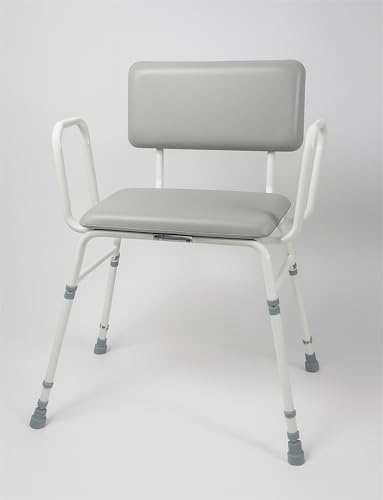 Aidapt 4-in-1 bariatrischer Sitzhocker, gepolsterte Rückenlehne, extra breiter Sitz, höhenverstellbar, 254 kg Gewichtslimit: Küchen- und Badezimmerhocker für ältere Menschen, Schwangere, Erwachsene