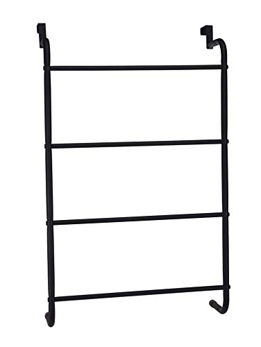 Tür Handtuchhalter schwarz - 73x44,5x12 cm - Handtuch Stange Badetuchhalter Bad Hänge Regal Türregal