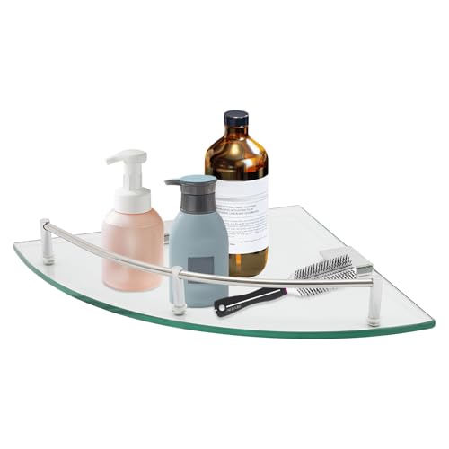 YISSALE Eckregal Glas Hängend Duschregal Dreieck Badregal 6mm Dusche Ablage