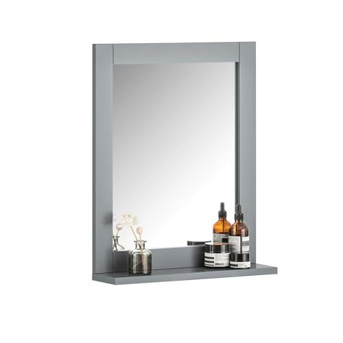 SoBuy Bad Hängeschrank mit Spiegel Wandregal Badschrank Hängend mit Ablage für Badezimmer Wandmontage Badspiegel Wandmontage 40x49x10cm FRG129-SG