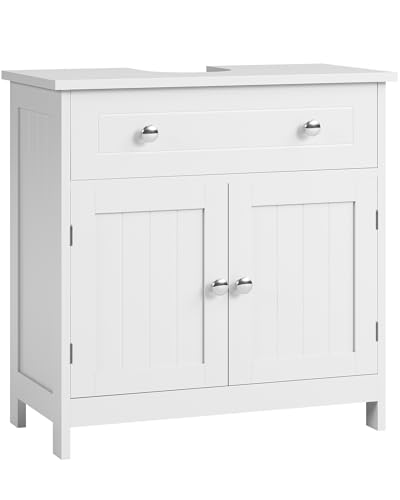 KIMENICH Waschbeckenunterschrank, Unterschrank, Waschbecken mit Unterschrank, Badezimmerschrank mit 2 Türen, Badschrank, 60 x 30 x 60 cm, Weiß