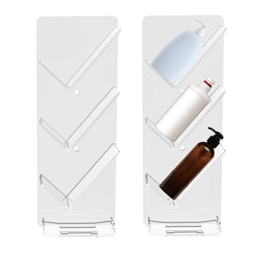 Acryl Badregal | Abgewinkelte transparente Wandregale | Duschregal transparent schwimmend für Badezimmer selbstklebend Duschregale für Wände in Vecksoy