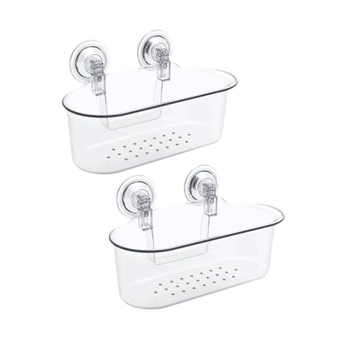 SUREK Abnehmbare wandmontierte Badezimmerregale Saugnapf Badregale Kunststoff Badregale Kein Stanzen Badezimmerregale Große Kapazität