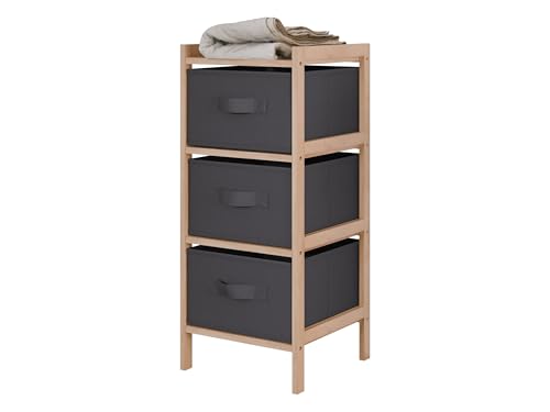 Mirjan24 Regal für Badezimmer mit 3 Aufbewahrungsboxen Witori, Regal aus Holz, Standregal, Klein Lagerregal für Badezimmer (Kiefer Hell/Dunkelgrau)