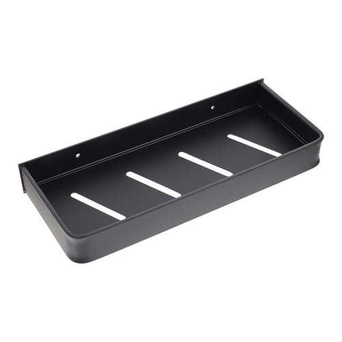 TOVINANNA Badezimmer Organizer Regal Nagelfrei Aluminium 30cm Schwarz Wandmontage Aufbewahrung für Kleinigkeiten und Handtücher