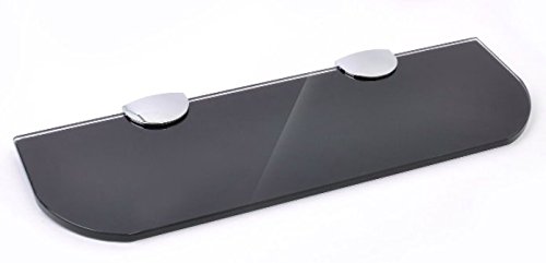 Glasablage mit abgerundeten Ecken, 3 Größen (300 mm, 400 mm, 500 mm) und 3 Farben (transparent, weiß, schwarz) für Badezimmer, Küche, Schlafzimmer, Glas, Schwarz , 400mm x 100mm