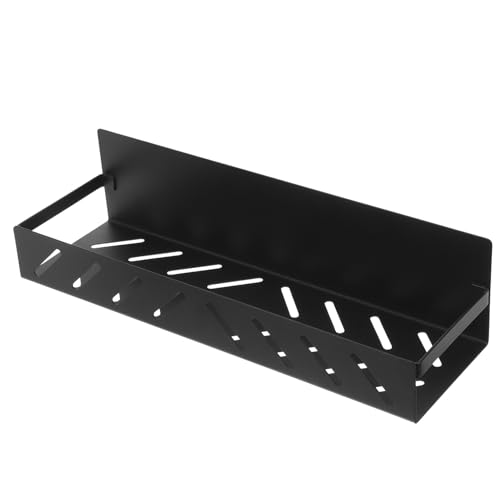 GARVALON Magnetisches Badezimmer Regal Schwarz mit Haken Großes Magnetregal aus Eisen Schwebendes Aufbewahrungsregal für Kosmetik und Handtücher Einfache Reinigung Platzsparend und Stabil