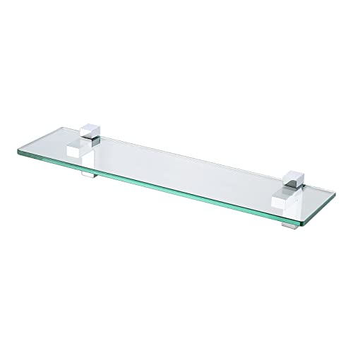 KES Duschablage Glas Glasregal Duschregal Glasablage für Badezimmer Wandregal 8mm Badregal Dusche Ablage mit Regalhalter 50cm Wandmontage Poliert Chrom, BGS3201