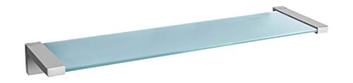 Ambrosya® | Exklusive Ablage aus Edelstahl und Glas | Bad Badablage Badezimmer Badregal Glasablage Glasregal Halter Halterung Handtuch Handtuchhalter Wandregal (Edelstahl (Gebürstet), 50 cm x 12 cm)