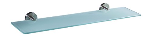 Ambrosya - Ablage aus Edelstahl und Glas - Wandregal Badablage Duschregal Badregal Glasablage Wand Bad (Edelstahl (Gebürstet), 50 cm x 12 cm)