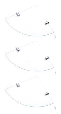 BSM Marketing Eckregal aus gehärtetem Glas, 150 mm, ca. 6 mm dick, für Badezimmer, Schlafzimmer, Büro, mit Chrom-Finish, 3 Stück