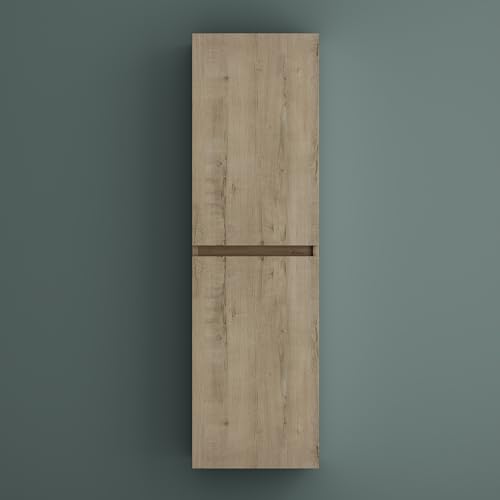 Mai & Mai Seitenschrank Badezimmerschrank mit 2 Türen und 4 Fächern Badregal Allzweckschrank Badschrank in Eiche Greige BTH: 35x20x120 cm Verona