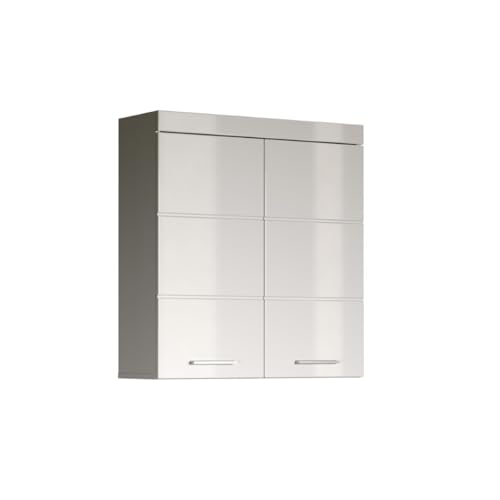 trendteam smart living - Amanda - Hängeschrank breit - Weiß/Weiß Hochglanz - 2 Einlegeböden - (BxHxT) 73 x 77 x 23 cm - kratzfest