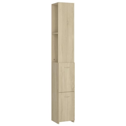 vidaXL Badezimmerschrank Hochschrank Badschrank Badezimmermöbel Badmöbel Badregal Regal Schrank Badezimmer Sonoma-Eiche 25x26,5x170cm Holzwerkstoff