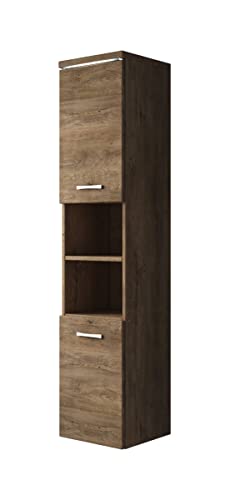 Badezimmer Schrank Paso 160cm Braun Eiche – Regal Schrank Hochschrank Schrank Möbel Badschrank
