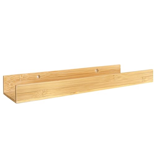 danhol® Badregal | Ohne Bohren (Selbstklebend) | Wandregal ohne Bohren für Badezimmer Küche Wohnzimmer | Kleberegal Bad aus Bambus | 1 Einheit