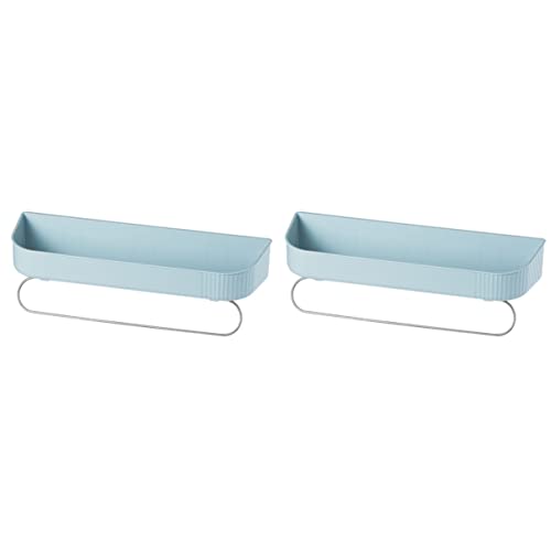 KRIVS 2 Stück Regal Edelstahl Multifunktionshalter Küche Stahl Weiß Wandhalterung for Regale Rack Bar Handtuch Badezimmer mit Dusche Wand Caddy montiert Papier Regal (Color : Sky-bluex2pcs, Size : 4
