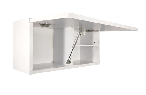 Milionmeblicom Badezimmerschrank Laura Hängeschrank Badezimmermöbel Klappbarer Badezimmer Wandschrank Teleskopöffnung - Mattweiß/Weiß Hochglanz, Maße 30 x 60 x 23 cm