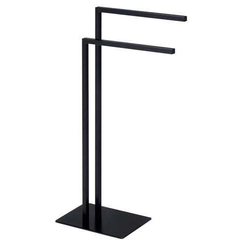 Handtuchhalter Andrew Freistehend, Mattschwarz, aus hochwertigem Metall, mit 2 Armen & sicherem Stand. Ideal für Badezimmer, Badzubehör, Handtuchständer, Badetuchhalter, Stilvoll & Praktisch.