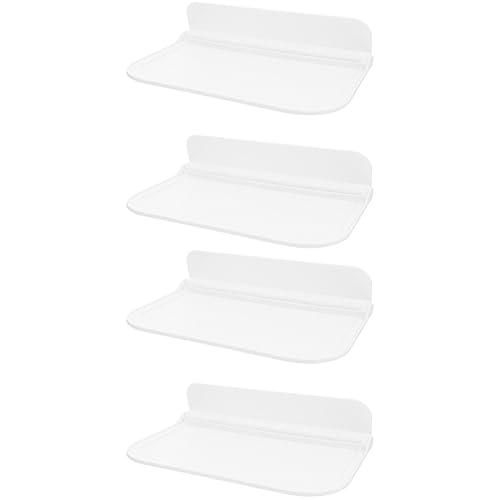 Alipis 4 Stück Aufbewahrung Von Handtuchhaltern Weiße Regale Für Die Wand Toilettenregale Über Toilettenschrank Selbstklebendes Badregal Schwebende Wandregale Multifunktion Gewürzregal Pp