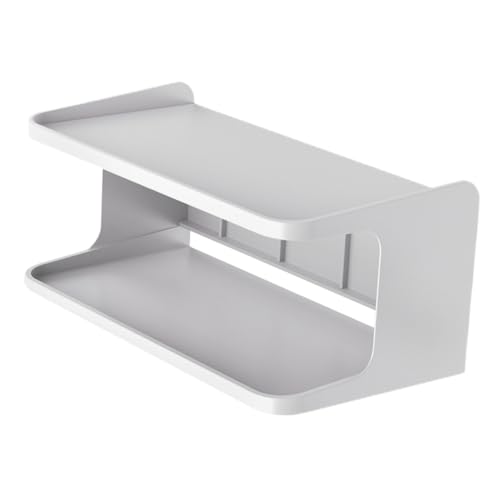 SHINEOFI Doppelwandiges Wandregal Badregal Hängender Badezimmer Organizer Weiß Minimalistisches Leichtes Kratzfreies Wandablage für Bad und Schlafzimmer