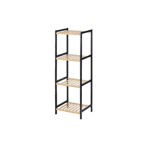 Badregal 35x30x100 cm Naturschwarz Bambus Kiefer Holz