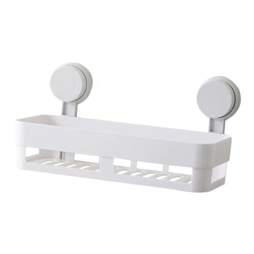 NOLITOY Wandmontiertes Badregal ohne Bohren Kunststoff Aufbewahrungsrack Praktischer Badezimmer Organizer für Zahnbürsten Zahnpasta und Kleine Utensilien Weiß Leicht zu Installieren und