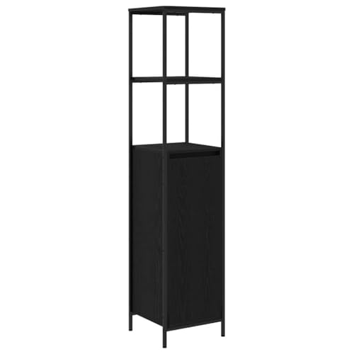 vidaXL Badschrank mit Regalen Schwarz Eichen-Optik 36x35x165 cm