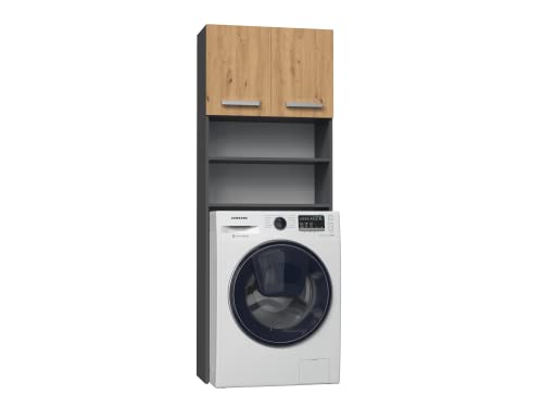 3E 3xE living.com Waschmaschine Regal M: H: 180 cm, B: 64 cm, T: 30 cm, Anthrazit/Artisan Eiche