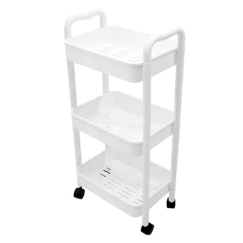 VALICLUD Mehrstöckiger Aufbewahrungswagen mit Mobiler Küchen und Badrollwagen aus Robustem PP Platzsparender Vielseitiger Trolley für Schlafzimmer Büro Weiß Leicht Beweglich