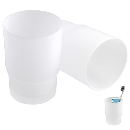 2er Set Zahnputzbecher aus satiniertem Glas, Elegantes Badezimmer-Zubehör für Wandmontage Zahnpflegebecher mit 200 ml Fassungsvermögen, Mattes Design für stilvolle Etikett