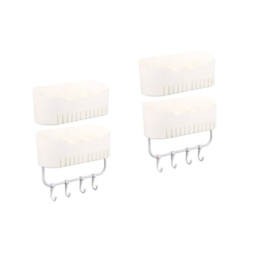 HOMSFOU 2 Sätze Für Einheit Korb Duschregale Zubehör Wall Mounted Organizer Bathroom Storage Wandmontiertes Badezimmer-aufbewahrungsr egal Badezimmerregal Aus Kunststoff Pp Weiß 2 Stück * 2