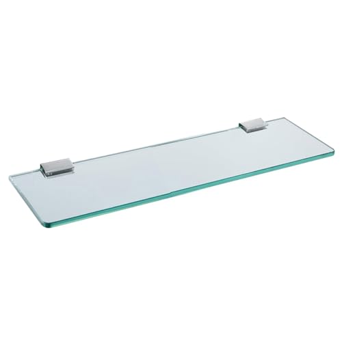 Melairy Glasablage Wandmontage gehärtetes Badregal Edelstahl 25cm gehärtetes transparentes Glas mit Chromhalterung für Badezimmer Schlafzimmer Küche Balkon
