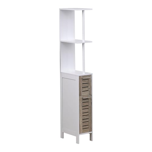 Tendance Säule Petit Espace MDF Weiss 2 Regale 2 türen facon Eiche alt - Stockholm