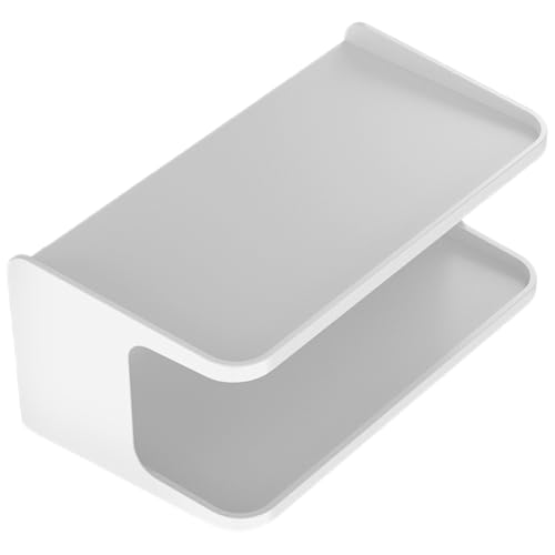 TOKIDNY Wandmontiertes Zweistöckiges Badregal aus Weißem Schwebendes Eckregal mit Hängendem Design für Schlafzimmer und Badezimmer Platzsparender Aufbewahrungsständer für Handy und