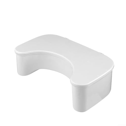 Weißer Badezimmer-Hocker mit Platz für wichtige Dinge – stilvolles Kniebeugen-Design, rutschfest, leicht und perfekt für Dusche, Baden und Zuhause