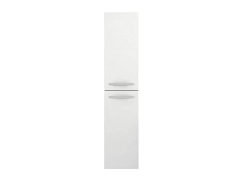 Sieper I Libato Hochschrank für Badezimmer 35 x 160 cm, hängend, viel Stauraum, Schmaler Badschrank I Weiß Hochglanz