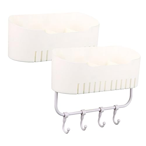 Angoily 2 STK Wall Mounted Organizer Bathroom Storage pó?ki ?azienkowe Duschregal ohne Bohren Toilettenschnecke Abfluss Badezimmer-Wandregal aus Kunststoff wandregal für die dusche pp Weiß
