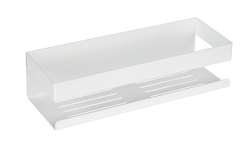 WENKO Turbo-Loc Wandablage Mod. Genova modernes Badregal aus rostfreiem Edelstahl für Dein Badezimmer 30 x 8 x 10,5 cm in stilvollem Weiß matt