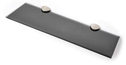 BSM Marketing 6 mm dickes, gehärtetes schwarzes Glasregal mit großem Chrom-Finish, Regalträger in 2 Größen erhältlich: 400 mm x 150 mm und 500 mm x 100 mm (500 mm x 100 mm)