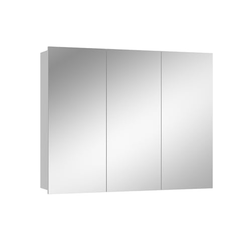 Vicco Badspiegelschrank Sola, Weiß, 100 x 79.8 cm mit 3 Türen
