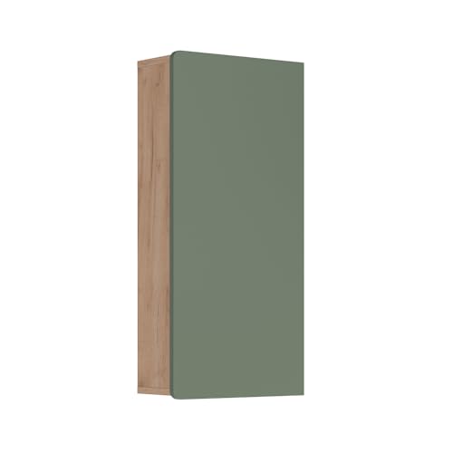 Vicco Hängeschrank Grün/Goldkraft Eiche Izan 37x77x16 cm - Bad-Hängeschrank, Zusätzlicher Stauraum für Handtücher, Pflegeprodukte & Deko