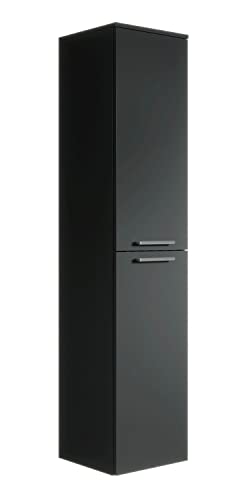 Badezimmer Badschrank Saturnus 130cm Schwarz - Regal Schrank Hochschrank Schrank Möbel