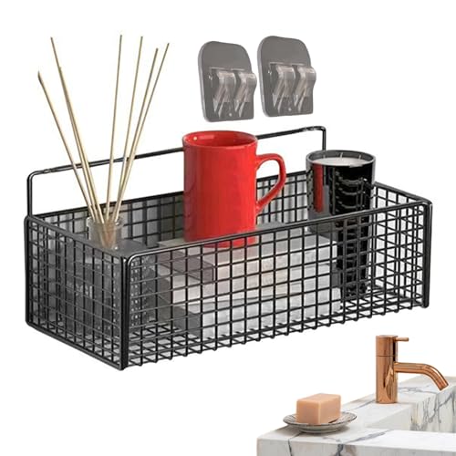 Badezimmer-Kleberegale, Eisen Badregale Wandmontage, Selbstklebende Badregal Organizer Ohne Bohre, Stanzfreies Badezimmer-Gitterregal, Hängender Wandkorb für Küche, Bad, Bastelraum