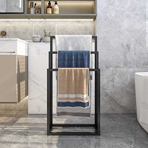 Handtuchhalter Stehend,Herrendiener Handtücher Handtuchständer Freistehend,Handtuchleite r mit 3 Handtuchstangen,Wohnungse inrichtung,Schlafzimmer Zubehör,Schwarz