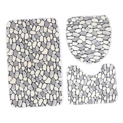 Ipetboom Korallenvlies Badematten Satz Wassersaugend rutschfest Badvorleger Badezimmergarnitur Mit Deckelabdeckung Weich Hautfreundlich Für Standardtoilette